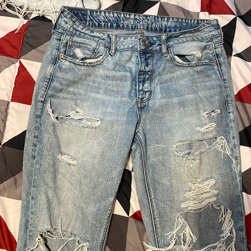 American Eagle distressed jeans light blue size 10